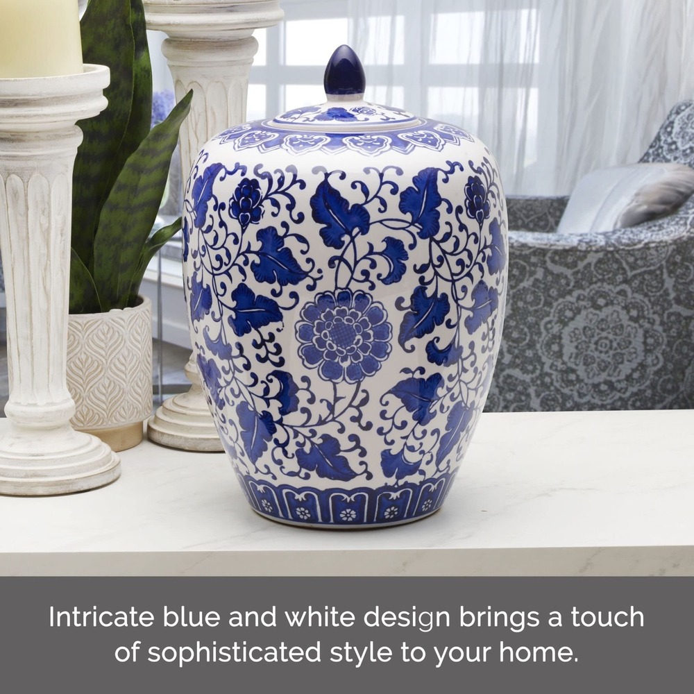 Mikasa Inch Blue and White Floral Ceramic Canister with Lid 5248977 - Picture 5 of 6